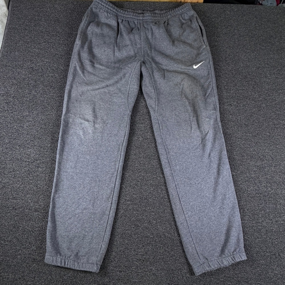 Nike Sweatpants Mens L 611459-071 Dark Grey Heather Fleece Pockets Regular